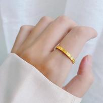 18k aukso širdelės titano plieno žiedas moterims - Madingas poros rodomojo piršto žiedas US Size 9