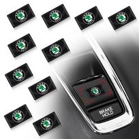 2/5/10Pcs Carbon Fiber Steering Wheel Car Logo Emblem 3D Stickers For Skoda Octavia Superb Rapid Kodiaq Karoq Fabia Kamiq Roomster Citigo 2pcs