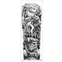Naujos vandeniui atsparios viso rankos tatuiruočių lipdukai – Didelis gėlių ir liūto dizainas, kryžiaus stiliaus, karštai parduodami 170*480mm