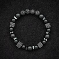 Natural Matte Black Onyx with Cube Lava Bracelet Balance Bracelet Natural stone Bracelet gift for Man/Boyfriend