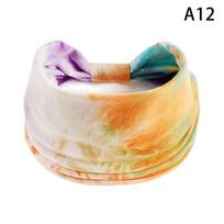 Tie-Dye Boho Knot Turbans Yoga Elastic Head Wrap Women Headband Wide Hairbands Headwear Bandanas  Hair Band Accessories A14