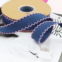 2m Džinsinis tvarkingų kraštų DIY lengvai pjaunama juosta Vintažinis audinys Tvirti priedai Patvarus kabliukas Lankstus A rožinė