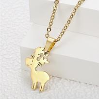 Minimalistinis Kalėdų elnio pakabukas ant kaklo - Moteriški titano plieno papuošalai, Europos ir Amerikos stiliaus Steel Pendant Only beige
