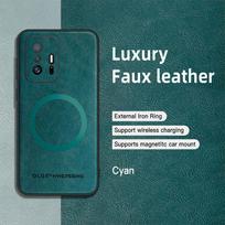 For Xiaomi 11T 11T Pro PU Leather Magnetic Ring Soft Edge Anti-Drop Anti-Fingerprint Phone Case For Xiaomi 11T žalsvai mėlyna