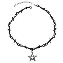 Gothic Thorn Star Necklace Punk Hip Hop Neckchain Y2K Pendant Clavicle Chain Medieval Statement Pieces Jewelry Gift 1