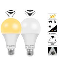 E27 85V-265V Mikrobangų radaro judesio jutiklio lemputė LED lempa Automatinė išmanioji infraraudonųjų spindulių lemputė Energijos taupymas Namų veranda Laiptai Koridorius 7W šilta balta spalva