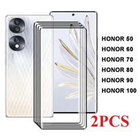 2PCSScreen Protector for Honor 100 90 80 70 60 50 Tempered Glass 9H 3D Curved Protective Anti Scratch Fingerprint Scan Bubble free For Honor 50 balta