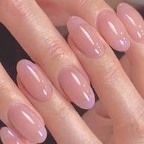 Prancūziški „Aurora Powder“ ovalūs priklijuojami nagai - Elegantiški balinantys dizaino nagų lipdukai JP2329 [Glue Included]
