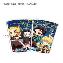 Įspūdingos Demon Slayer vaikų gimtadienio šventės dekoracijos su vėliavėlėmis, balionais ir lipdukais Paper Cup 10pcs