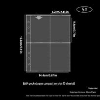 A5 formato 6 skylučių kortelių albumo puslapiai, keturių skyrelių kompaktiškas dizainas, 3 colių laisvų lapų keičiami puslapiai mažoms kortelėms laikyti. gray