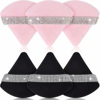 6 Pieces Makeup Sponge Powder Puff Face Soft Triangle Makeup Puff Diamond Decor Cosmetic Foundation Sponge For Loose Powder Wet Dry Makeup Tool rožinė/juoda