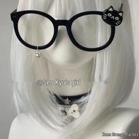 Cute Pink Watercolor Cat Paw Glasses Frame - Moe Style, Semi-Titanium Clip-On, Enhances Facial Features for Photos