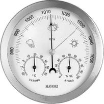 Analoginė vidaus/lauko meteorologinė stotelė, nerūdijančio plieno rėmas - Apima barometrą, higrometrą ir termometrą