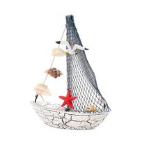 Mini burlaivio modelis Jūrinė dervos buriavimo valties dekoracija su kriaukliu, jūraskraidžiu Rustic Vintage Paplūdimio vandenyno tema Laivo ornamentas namams, biurui, miegamajam G