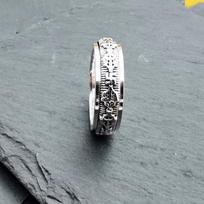 Sterling Silver 925 Rotating Tibetan Mantra Ring - Buddhist Luck Symbol
