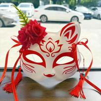 Anime Demono Lapės Kaukė Rankomis Piešta Japoniška Kaukė Pusės Veido Gėlių Kaukė Maskaradas Festivalis Pokylis Kabuki Kitsune Kaukės Cosplay Rekvizitas A3