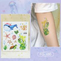 Waterproof Glitter Cartoon Butterfly Ocean Princess Tattoo Stickers - Long-Lasting Temporary Face Makeup 105x120mm