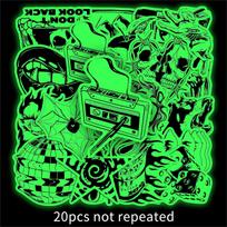 20pcs Luminous Graffiti Stickers for Thermos, Storage Box & Guitar Decor