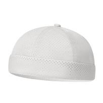 Casual Retro Brimless Docker Cap Adjustable Quick Drying Landlord Hat Breathable Solid Color Mesh Hat Unisex balta