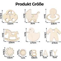 100Pcs Mini Laser Cuts Wood Shape Baby Pram Rocking Horse Pacifier for Home Party Decoration Craft Project