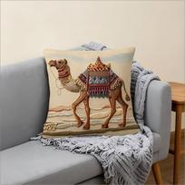 Desert Camel Throw Pillow Cover 2D Effect Print Decorative Cushion Cover For Boho Exotic Living Room Home Decor Peach skin 18*18(CM)-1Pcs