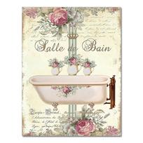 Prancūziški vonios kambario dekoravimo paveikslai Spausdinti Vintažiniai plakatai Salle de Bain Le Bain Kreidos lenta Shabby Fine Wall Art Canvas Paveikslėliai 21X30CMNo Framed