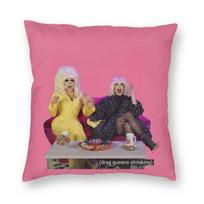 Trixie And Katya Drag Queens Shrieking Square Pillowcase Polyester Linen Velvet Pattern Zip Decorative Pillow Room Cushion Cover 30x30cm