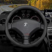 Leather Car Steering Wheel Cover for Peugeot 307 106 Partner 407 406 306 301 108 607 408 207 206 208 308 508 SW GT 2012 - 2025 Round Black 37.5