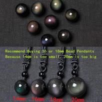 Natūralus akmuo moterims ir vyrams Juodasis obsidianas vaivorykštės akių karoliukai kamuoliukų pernešimas Good Lucky Neckalce 14 mm