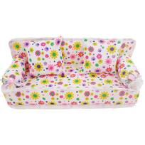 1 vnt. Mini lėlių namelio baldai Gėlėtas audinys Sofa su 2 pagalvėlėmis Barbie lėlių namelio žaislo priedas