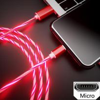 Švytintis kabelis Mobiliojo telefono įkrovimo laidai LED lemputė Mikro USB C tipo įkroviklis, skirtas iPhone X Samsung Galaxy S8 S9 įkrovimo laidas for micro raudona