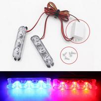 2x3 LED automobilio avariniai žibintai DC 12V automobilio mirksintys žibintai mėlyni/raudoni gintariniai įspėjamieji mirksintys žibintai automobiliui dienos žibintai visiems automobiliams mėlyna/raudona