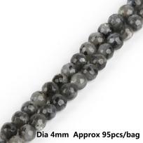 Natūralus akmuo Juodas Flashstone apvalūs palaidi karoliukai 15 colių sruogos 4 6 8 10 mm Pasirinktinis dydis papuošalams gaminti 4mm 95pcs