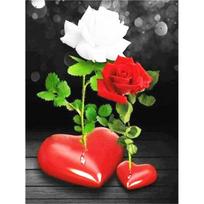 5D Diy Diamond Painting Flower Rose Heart Cross Stitch Kit Full Round Embroidery Mosaic Art Picture Of Rhinestones Home Decor Full Round 20x30CM