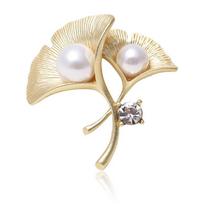 „Blucome Gold Ginkgo Biloba Pearl Pins“ moteriška sagė, skirta paltui, kostiumui „Hijab Pins“ Naujųjų metų dovana auksinė