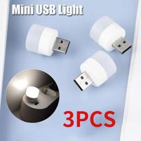 3 vnt USB nešiojamas LED mini naktinis apšvietimas Maža apvali lemputė USB apšvietimas naktį idealiai tinka miegamajam balta