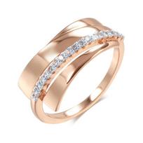 Kinel Rose Gold spalvos prabangus moteriškas žiedas su blizgančiu cirkoniu 8 rožinio aukso spalvos