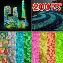 50/100/200 vnt Ledo kubelių šviečiantis akmuo sodo dekoras švyti tamsoje lauke akvariumo dekoracijos deimanto formos fluorescencinis akmuo 50pcs įvairiaspalvis