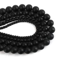 30–93 vnt. kelių dydžių juodo stiklo laisvi apvalūs karoliukai, skirti papuošalams gaminti „pasidaryk pats“ 6mm 62pcs black