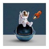 Astronautų kelionių erdvės drobės tapybos plakatai ir spaudiniai Šiuolaikiniai animacinių filmų sienų paveikslai, skirti namų vaikų darželio dekoravimui 20x20cm Unframed