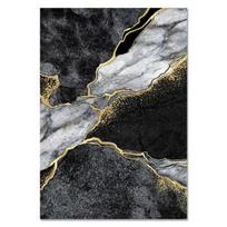 Abstraktaus meno paveikslas ant drobės Juoda Balta Marmuro Mozaika su Auksinėmis Gyslomis Plakatai Spaudiniai Sieninė Nuotrauka Svetainės Dekoras 21cm×30cm NoFrame