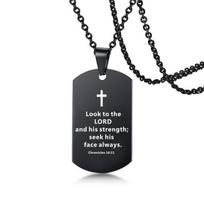 Kryžiaus kryžiaus Biblijos karoliai juodi nerūdijančio plieno Šventojo Rašto citata Psalmė Šaunūs pakabukai vyrams ir moterims gray