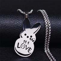 Sad for Love Creative Rabbit Stainless Steel Statement karoliai vyrams Moteriški žavūs papuošalai