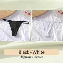 FINETOO 2PCS Sexy Cotton Women's G-String Thongs Low Waist Seamless Female bikini Underpants Ladies Underwear Intimates Lingerie XL