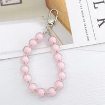 „Macaron Crystal Beads“ mobiliojo telefono grandinės dirželiai, apsaugantys nuo pametimo, mobiliojo telefono grandinės riešo dirželio virvė rožinė