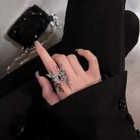 Franc Ring Party Girl Sexy Ring Luxury Korean Simple Ring Premium Butterfly Open Ring Women's Ins Fashion Cool Style Personality Index Ring juoda