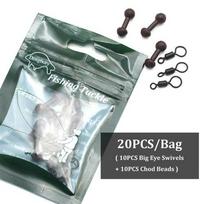 20Pcs Carp Fishing Accessories Helicopter Rigs Chod Beads Heli Beads Fishing Quick Change Big Eye Swivels for Feeder Fishing