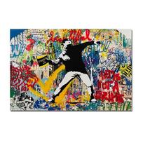 Banksy stiliaus aliejinis paveikslas grafiti populiarus plakatas drobės spauda pakabinamas paveikslas namų dekoracija sienų menas 21cm×30cm NoFrame