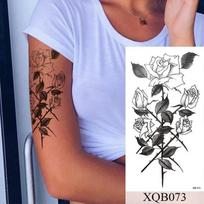 1 vnt., atsparus vandeniui, laikinas 210*114 mm tatuiruotės lipdukas su blykstės tatuiruotėmis sanskrito tatuiruotės tigras, gėlė, kūno menas, netikra tatuiruotė moterims, vyrams XQB-073
