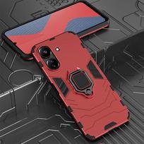 KEYSION Shockproof Armor Case for Xiaomi POCO C65 C51 C50 40 Silicone+PC Metal Ring Stand Phone Back Cover for Redmi 13C 12C 10C for POCO C65 raudona